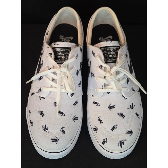 Nike SB‎ Stefan Janoski White Black Skateboard print Shoes Mens Size 9 I main image 12
